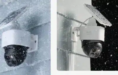 caméras de surveillance sous la neige